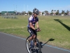 Riding around the track before record attempt