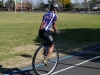 Riding around the track before record attempt